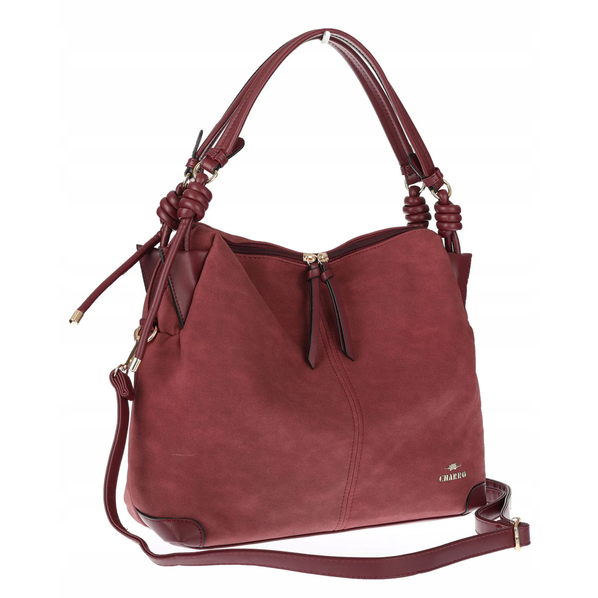 Torebka Damska CHARRO Shopperka Pojemna Duża A4 Modna Torba CH3311 Bordowa