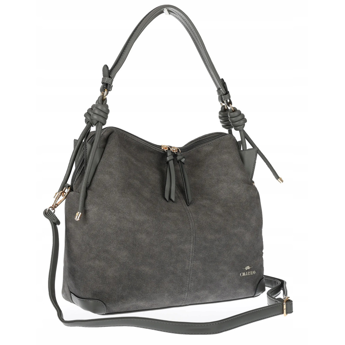 Torebka Damska CHARRO Shopperka Pojemna Duża A4 Modna Torba CH3311 Szara