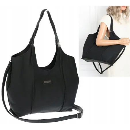 Torebka damska listonoszka worek na ramię duża pojemna torba CH7714 Czarna