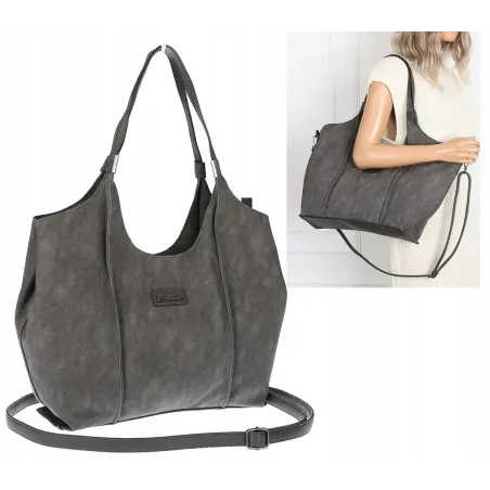 Torebka damska listonoszka worek na ramię duża pojemna torba CH7714 Szara