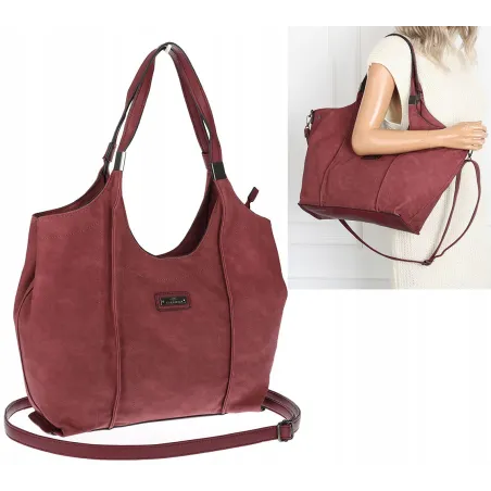 Torebka damska listonoszka worek na ramię duża pojemna torba CH7714 Bordowa