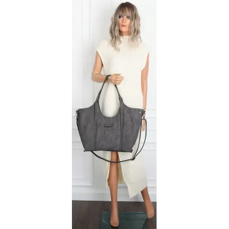 Torebka damska listonoszka worek na ramię duża pojemna torba CH7714 Szara
