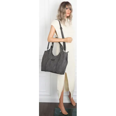 Torebka damska listonoszka worek na ramię duża pojemna torba CH7714 Szara