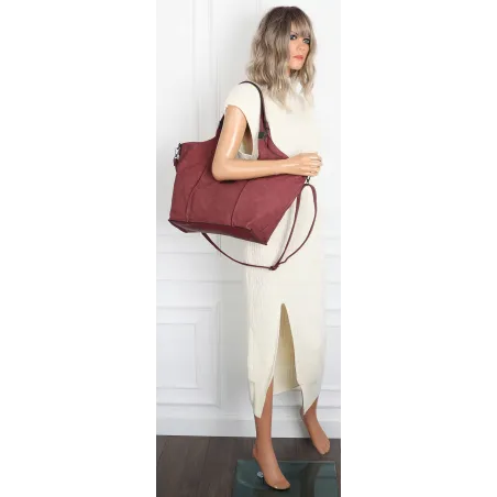 Torebka damska listonoszka worek na ramię duża pojemna torba CH7714 Bordowa