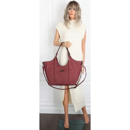 Torebka damska listonoszka worek na ramię duża pojemna torba CH7714 Bordowa
