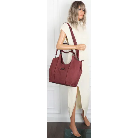Torebka damska listonoszka worek na ramię duża pojemna torba CH7714 Bordowa