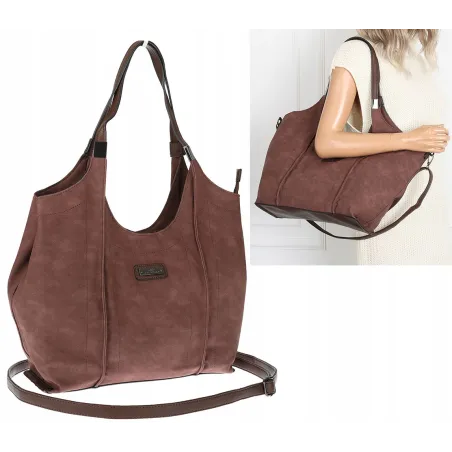 Torebka damska listonoszka worek na ramię duża pojemna CH7714 Czekoladowa