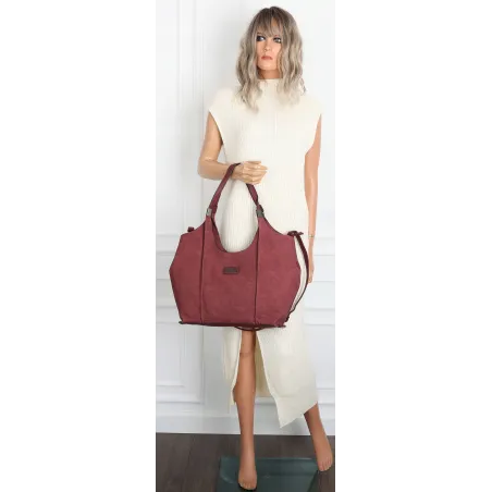 Torebka damska listonoszka worek na ramię duża pojemna torba CH7714 Bordowa
