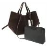 Włoska torebka damska VERA PELLE skórzana zamszowa shopper MB09 Czekoladowa