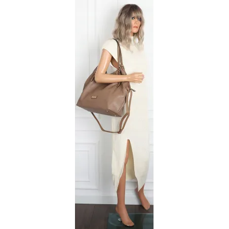 Torebka Damska listonoszka worek na ramię duża pojemna torba CH5526 Brązowa