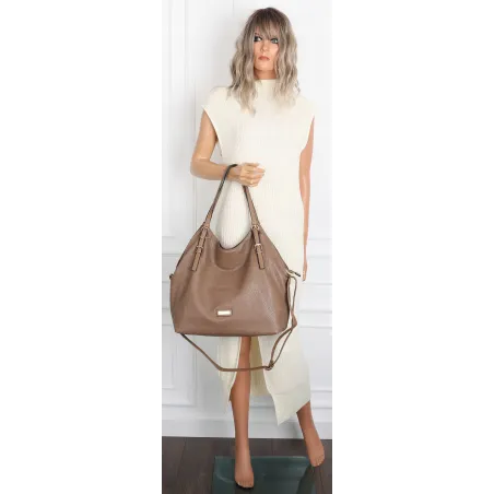 Torebka Damska listonoszka worek na ramię duża pojemna torba CH5526 Brązowa