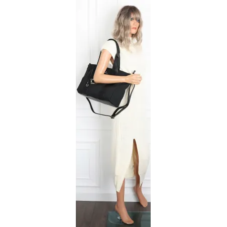 Torebka Damska Shopperka Pojemna Duża A4 Modna Torba kuferek CH339 Czarna