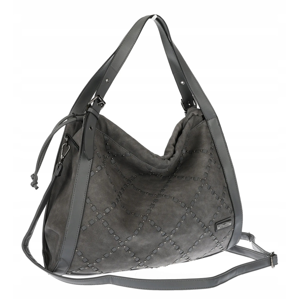 Torebka Damska Listonoszka Shopper Duża Torba na Ramię Worek CH6686 Szara