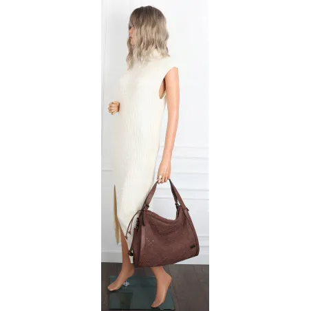 Torebka Damska Listonoszka Shopper Torba na Ramię Worek CH6686 Czekoladowa