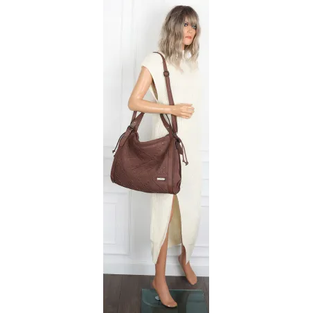 Torebka Damska Listonoszka Shopper Torba na Ramię Worek CH6686 Czekoladowa