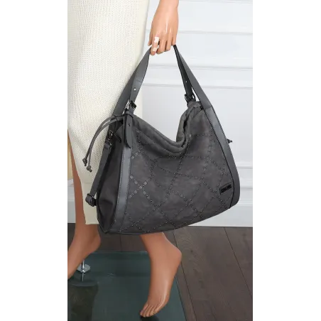 Torebka Damska Listonoszka Shopper Duża Torba na Ramię Worek CH6686 Szara