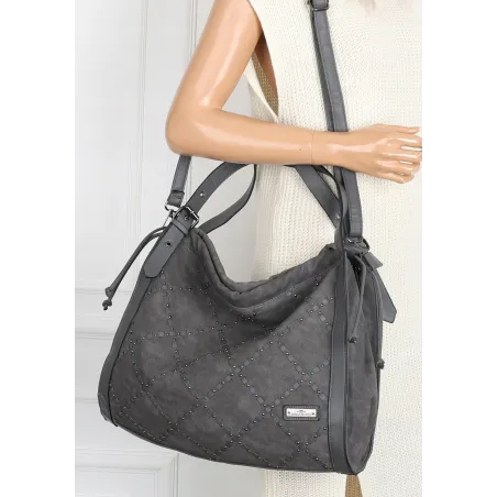 Torebka Damska Listonoszka Shopper Duża Torba na Ramię Worek CH6686 Szara