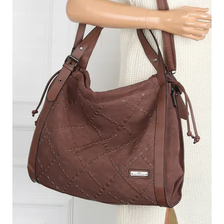 Torebka Damska Listonoszka Shopper Torba na Ramię Worek CH6686 Czekoladowa