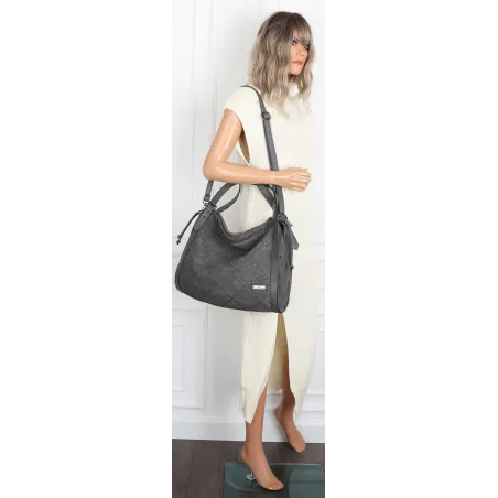 Torebka Damska Listonoszka Shopper Duża Torba na Ramię Worek CH6686 Szara