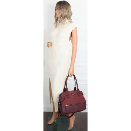 Torebka Damska Shopperka Kuferek Pojemna Duża A4 Modna Torba CH9912 Bordowa