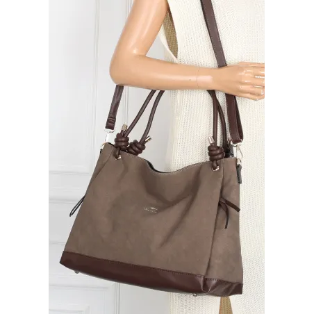 Torebka Damska Shopperka Worek Pojemna A4 Modna Torba CH3312 Czekoladowa