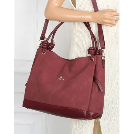 Torebka Damska Shopperka Worek Pojemna Duża A4 Modna Torba CH3312 Bordowa