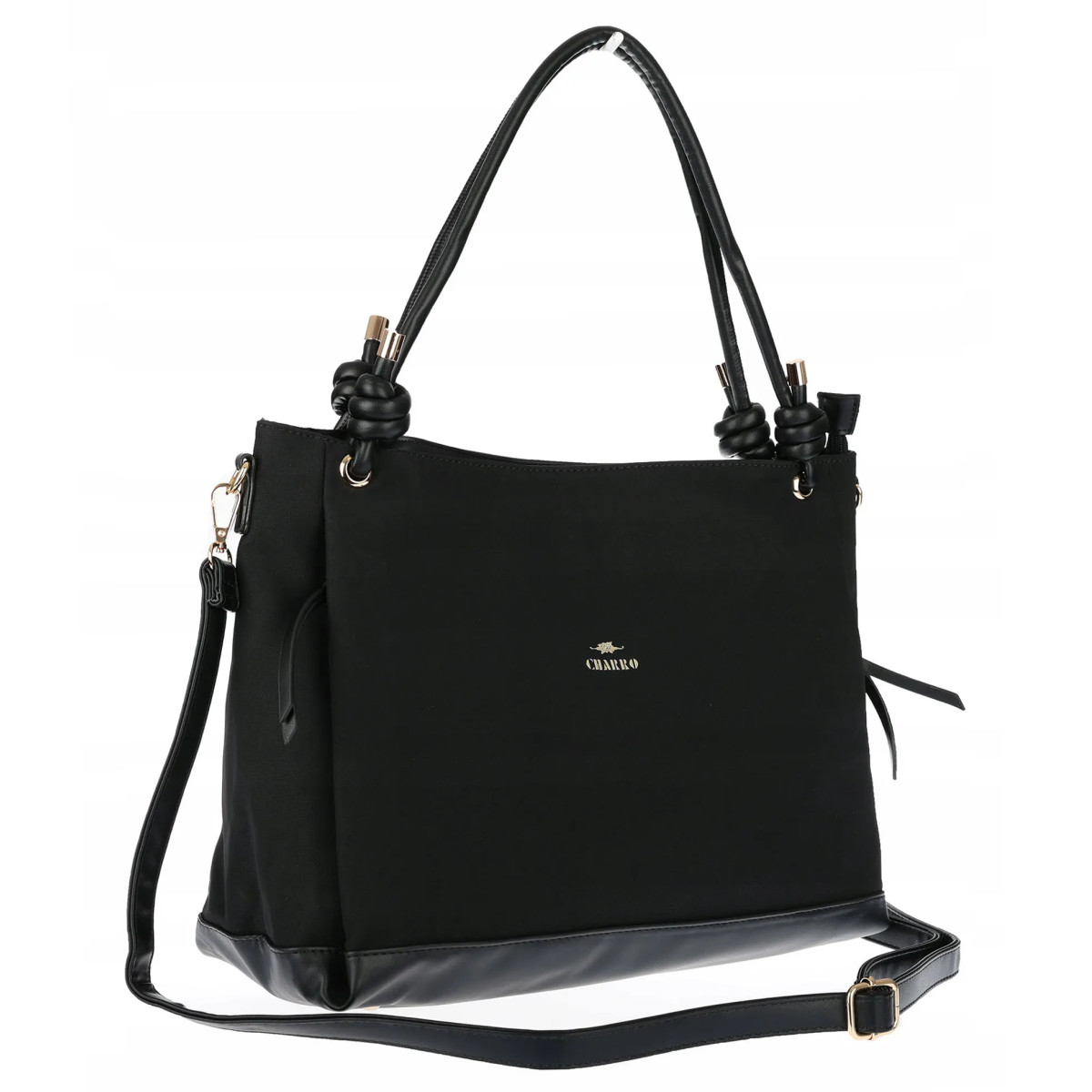 Torebka Damska Shopperka Worek Pojemna Duża A4 Modna Torba CH3312 Czarna