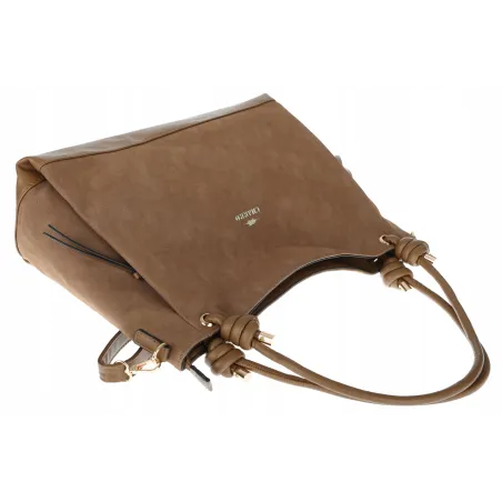 Torebka Damska Shopperka Worek Pojemna Duża A4 Modna Torba CH3312 Brązowa