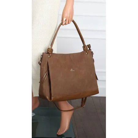 Torebka Damska Shopperka Worek Pojemna Duża A4 Modna Torba CH3312 Brązowa