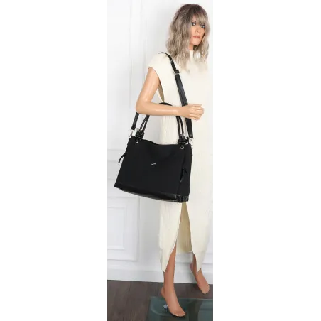 Torebka Damska Shopperka Worek Pojemna Duża A4 Modna Torba CH3312 Czarna