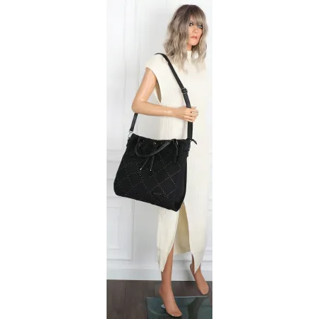 Torebka Damska Listonoszka Shopper Duża Modna Torba na Ramię CH6685 Czarna