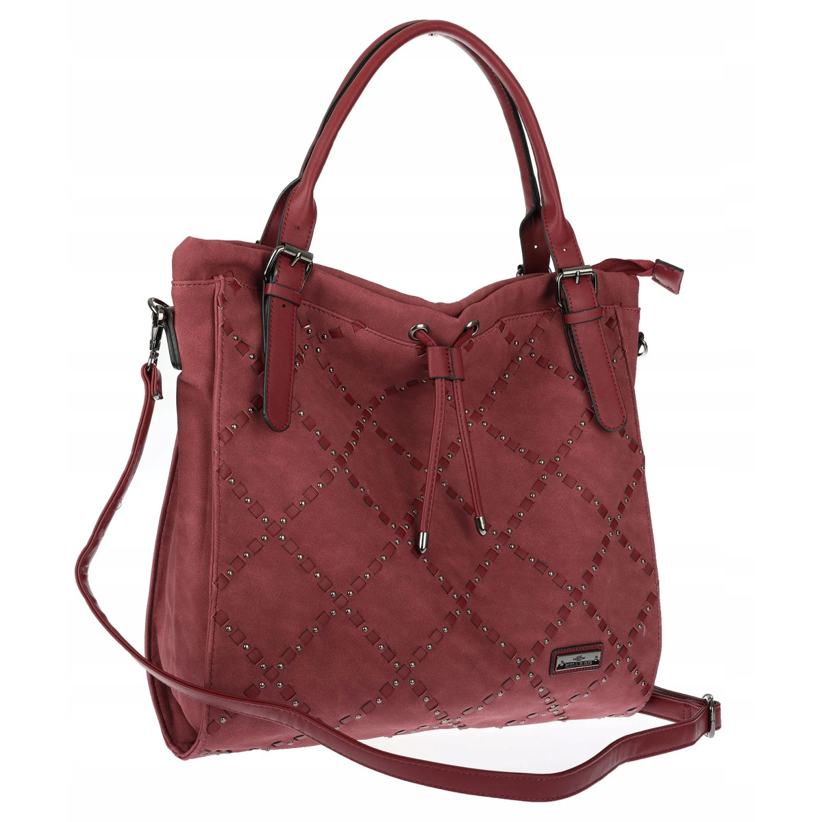 Torebka Damska Listonoszka Shopper Modna Duża Torba na Ramię CH6685 Bordowa