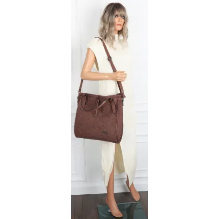 Torebka Damska Listonoszka Shopper Duża Torba na Ramię CH6685 Czekoladowa