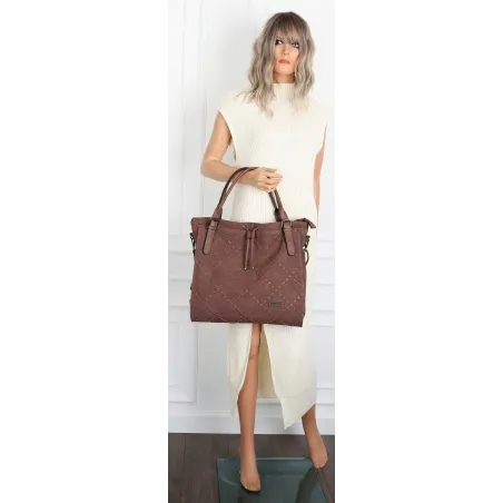 Torebka Damska Listonoszka Shopper Duża Torba na Ramię CH6685 Czekoladowa