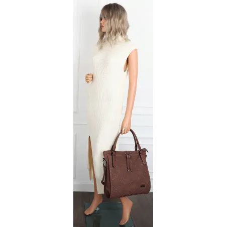 Torebka Damska Listonoszka Shopper Duża Torba na Ramię CH6685 Czekoladowa