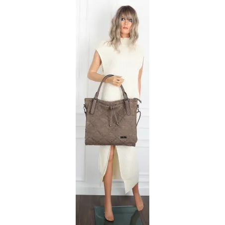 Torebka Damska Listonoszka Shopper Duża Modna Torba na Ramię CH6685 Brązowa