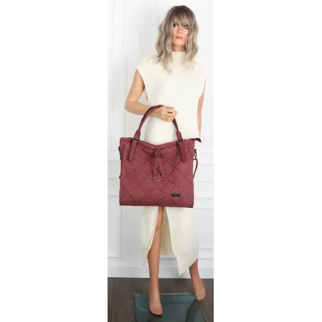 Torebka Damska Listonoszka Shopper Modna Duża Torba na Ramię CH6685 Bordowa