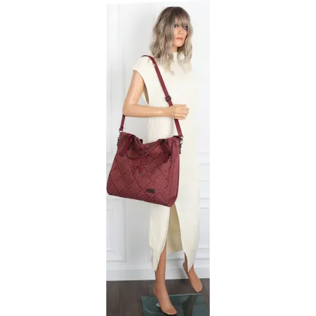 Torebka Damska Listonoszka Shopper Modna Duża Torba na Ramię CH6685 Bordowa