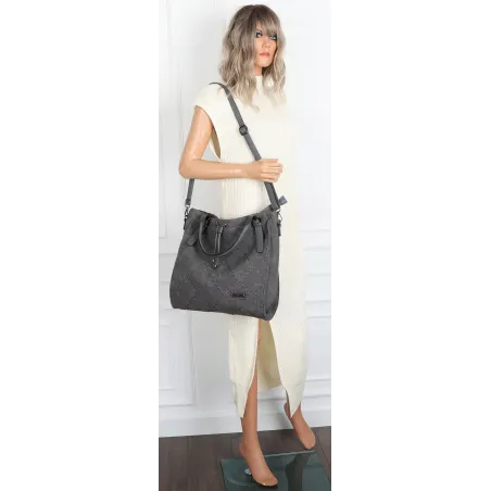 Torebka Damska Listonoszka Shopper Modna Duża Torba na Ramię CH6685 Szara