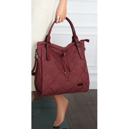 Torebka Damska Listonoszka Shopper Modna Duża Torba na Ramię CH6685 Bordowa