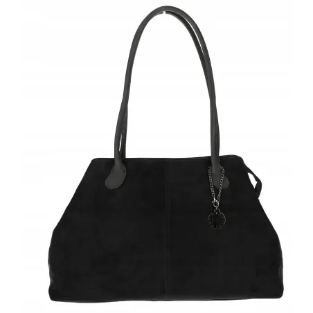 Torebka damska teczka listonoszka pojemna torba eko zamsz OSY66858 Czarna