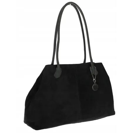 Torebka damska teczka listonoszka pojemna torba eko zamsz OSY66858 Czarna