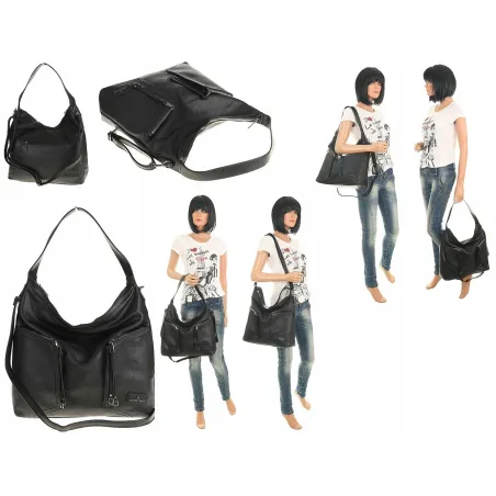 ANTONIO BASILE Torebka damska czarna worek listonoszka AB86613 Black