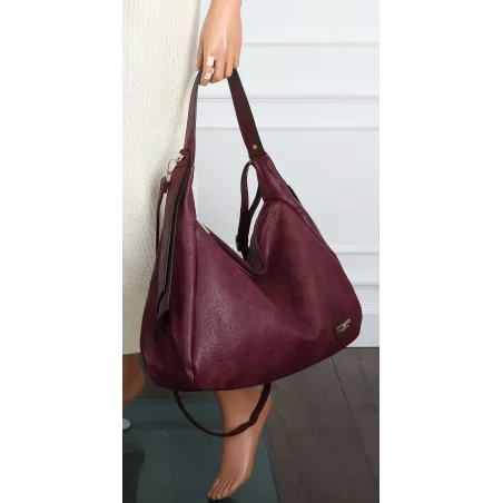 Torebka Damska listonoszka worek na ramię duża pojemna torba CH7718 Bordowa