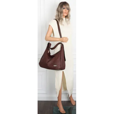Torebka Damska listonoszka worek na ramię duża pojemna torba CH7718 Bordowa