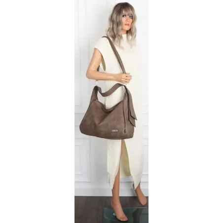 Torebka Damska listonoszka worek na ramię pojemna duża torba CH7718 Beżowa