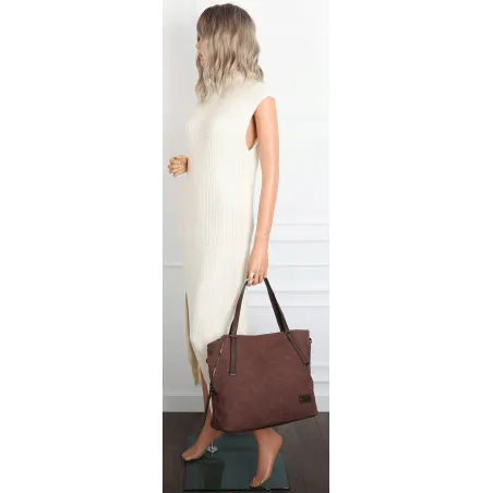 Torebka Damska Shopperka Pojemna A4 Modna Torba kuferek CH7713 Czekoladowa