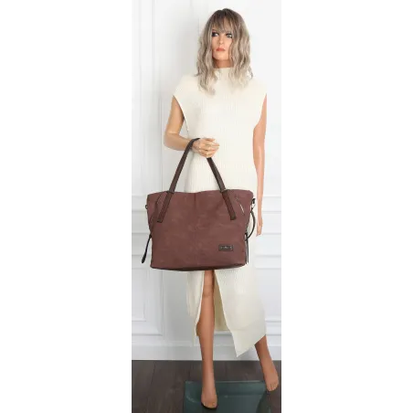 Torebka Damska Shopperka Pojemna A4 Modna Torba kuferek CH7713 Czekoladowa