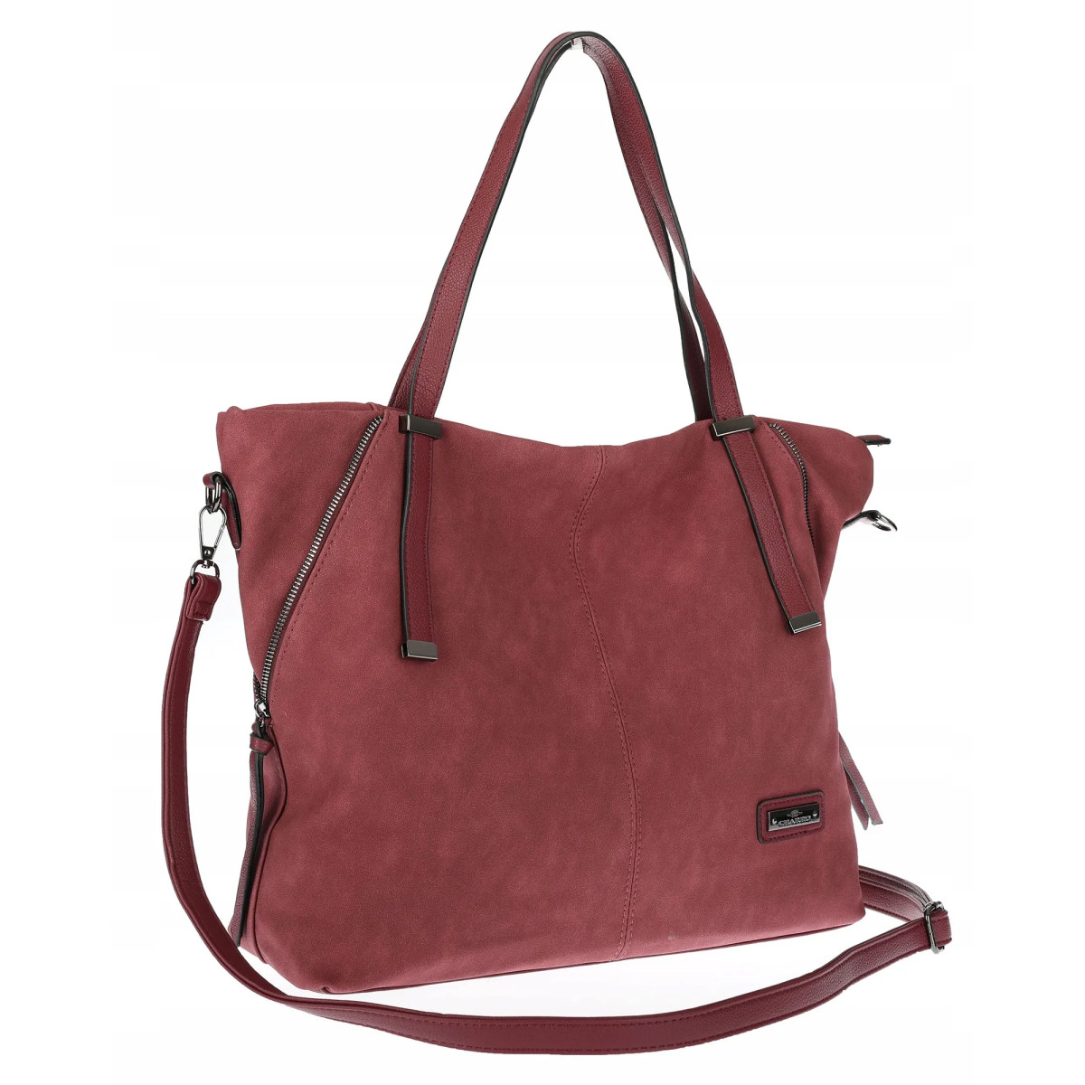 Torebka Damska Shopperka Pojemna A4 Modna Duża Torba kuferek CH7713 Bordowa