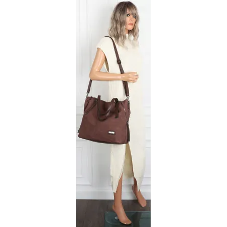 Torebka Damska Shopperka Pojemna A4 Modna Torba kuferek CH7713 Czekoladowa